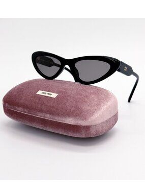 New Miu Miu MUB11SU 16K80Q Black Cat Eye Sunglasses MU B11SU